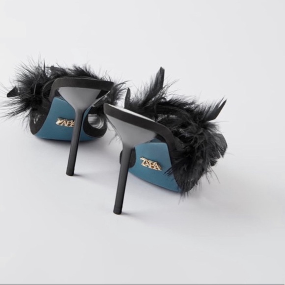 Zara Black Collection Leather Heel Feather - Picture 4 of 5
